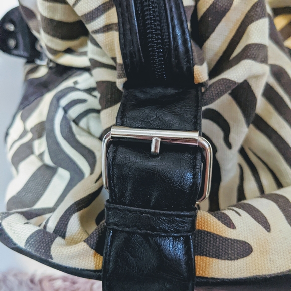 Brown and cream zebra print handbag - Picture 3 of 4